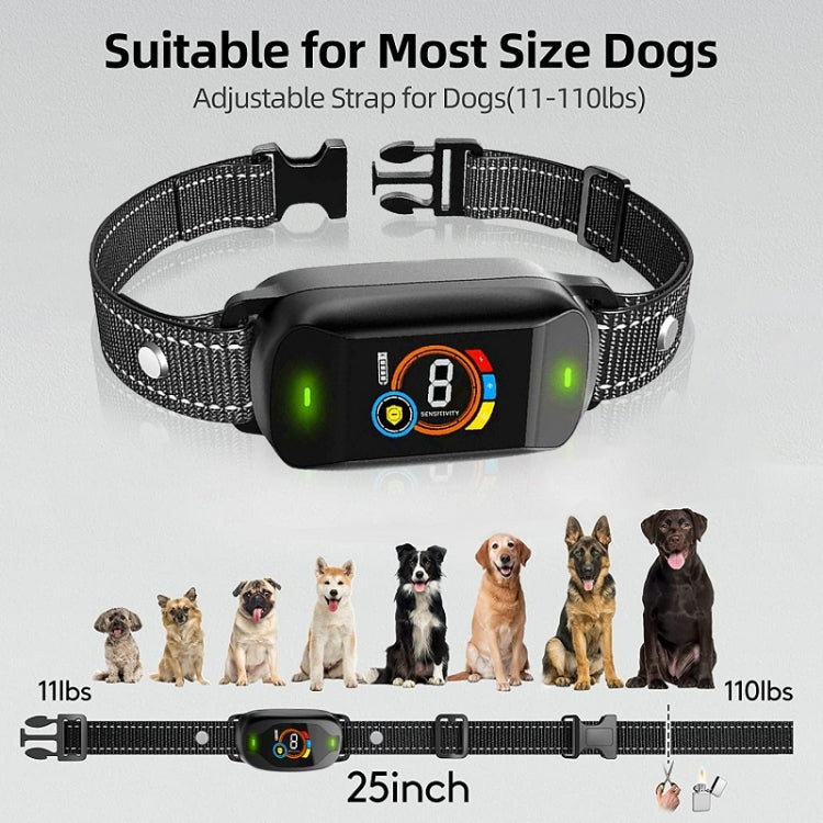 Color Screen Bark Stopper Rechargeable Waterproof Smart Dog Trainer(Black)