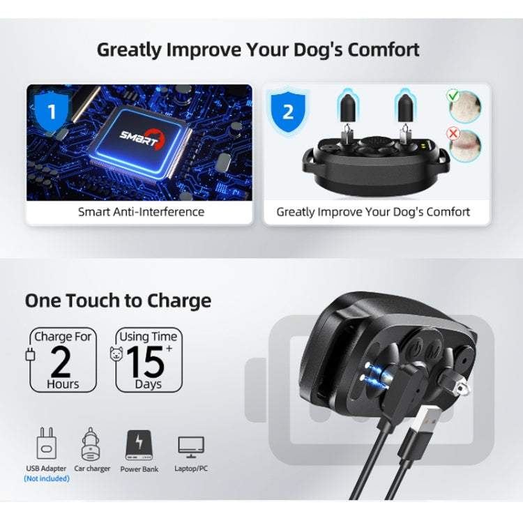 Color Screen Bark Stopper Rechargeable Waterproof Smart Dog Trainer(Black)