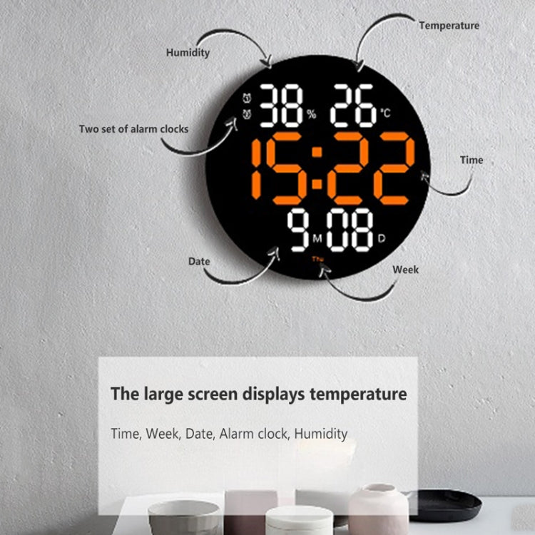 10-Inch Led Digital Wall Clock 2-Color Large Screen Electronic Clock With Temperature Display(Orange)
