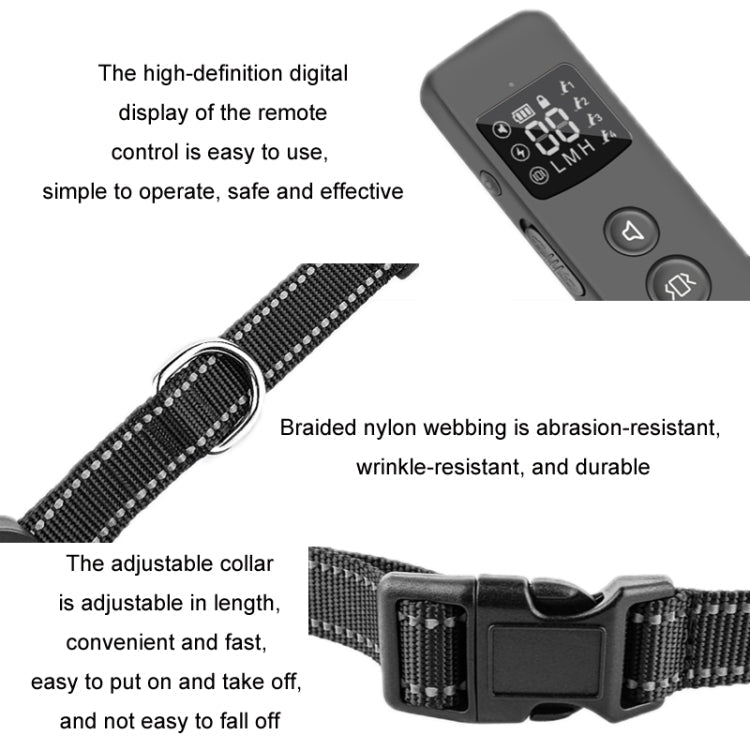 Smart Waterproof Electric Shock Dog Trainer Rechargeable Remote Bark Stopper(Black)