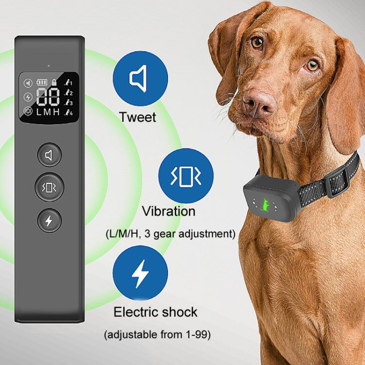 Smart Waterproof Electric Shock Dog Trainer Rechargeable Remote Bark Stopper(Black)