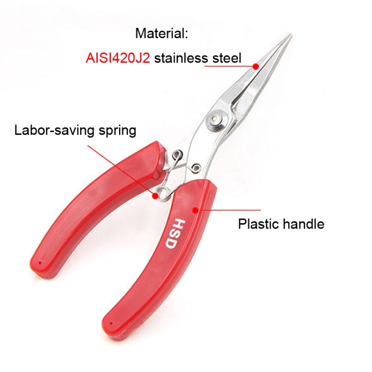 HSD HS-202C Round Head Short Stainless Steel Toothless Pointed Nose Plier Pointed Nose Plier