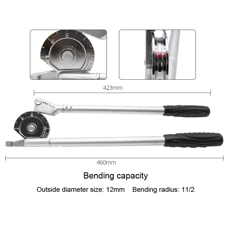 HSD TB-3212 12mm Diameter Manual Stainless Steel Pipe Iron Tube Bender Air Conditioner Copper Pipe Aluminum Pipe Bender