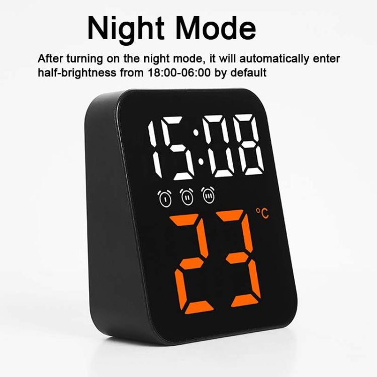 Simple Temperature Display Clock Three Alarm Clock Porch Wall Clock(Rose Red)