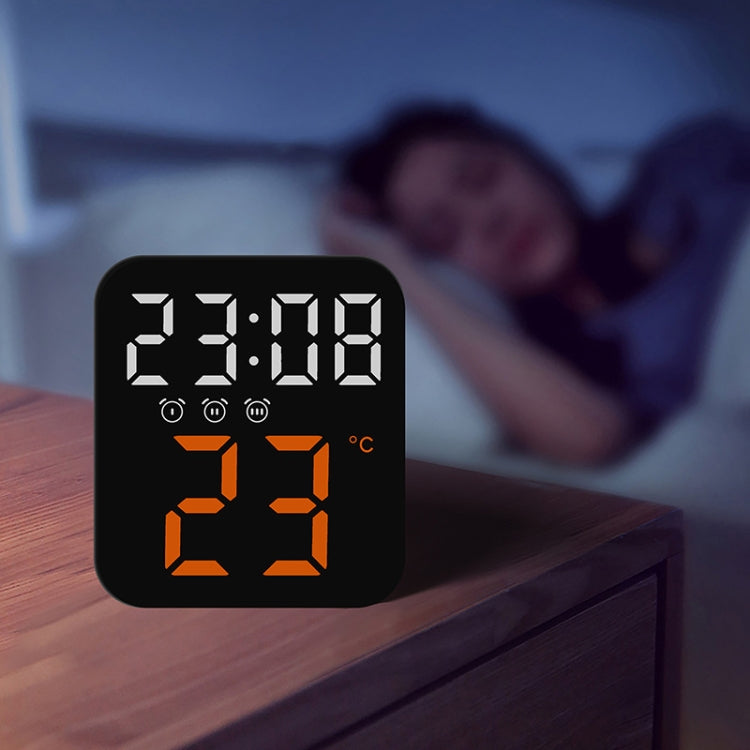 Simple Temperature Display Clock Three Alarm Clock Porch Wall Clock(Ice Blue)
