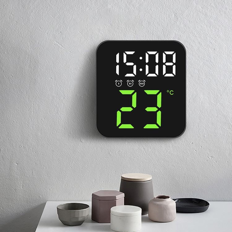 Simple Temperature Display Clock Three Alarm Clock Porch Wall Clock(Ice Blue)