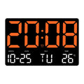Large Display Led Digital Clock 5 Modes Brightness Adjustable Temperature Mute Electronic Clock(Orange Red Double Color)
