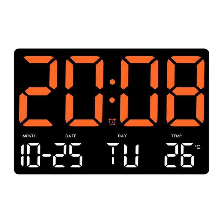 Large Display Led Digital Clock 5 Modes Brightness Adjustable Temperature Mute Electronic Clock(Orange Red Double Color)