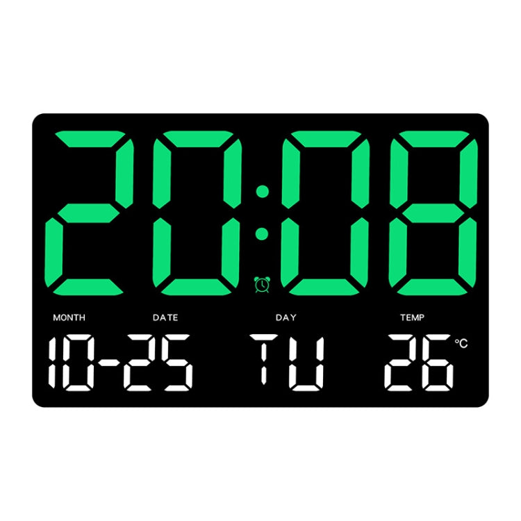 Large Display Led Digital Clock 5 Modes Brightness Adjustable Temperature Mute Electronic Clock(Green Double Color)