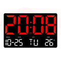 Large Display Led Digital Clock 5 Modes Brightness Adjustable Temperature Mute Electronic Clock(Red Double Color)