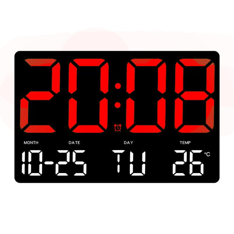 Large Display Led Digital Clock 5 Modes Brightness Adjustable Temperature Mute Electronic Clock(Red Double Color)
