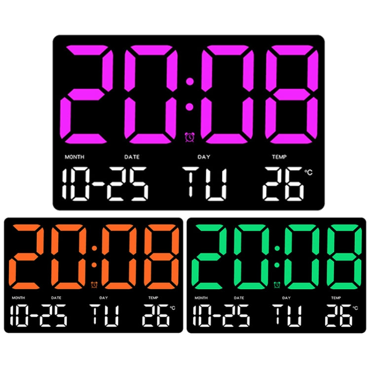 Large Display Led Digital Clock 5 Modes Brightness Adjustable Temperature Mute Electronic Clock(Orange Red Double Color)