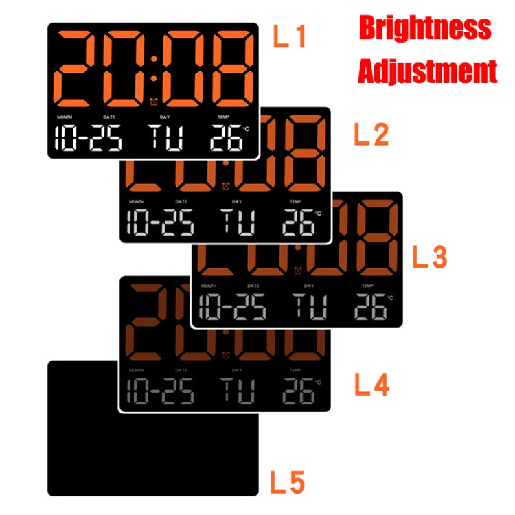 Large Display Led Digital Clock 5 Modes Brightness Adjustable Temperature Mute Electronic Clock(Red Double Color)