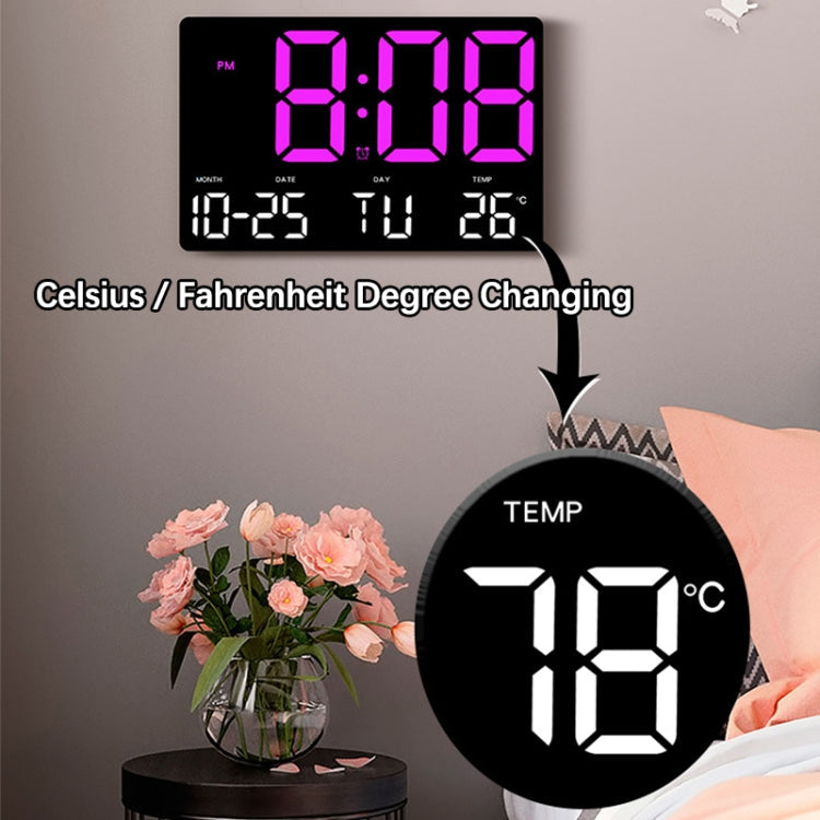 Large Display Led Digital Clock 5 Modes Brightness Adjustable Temperature Mute Electronic Clock(Red Double Color)
