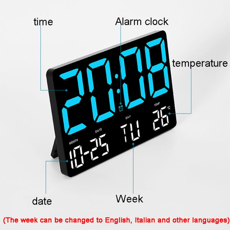 Large Display Led Digital Clock 5 Modes Brightness Adjustable Temperature Mute Electronic Clock(Green Double Color)