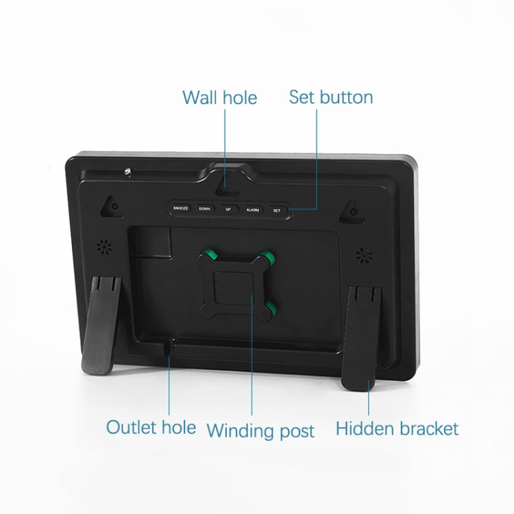 Large Display Led Digital Clock 5 Modes Brightness Adjustable Temperature Mute Electronic Clock(Green Double Color)