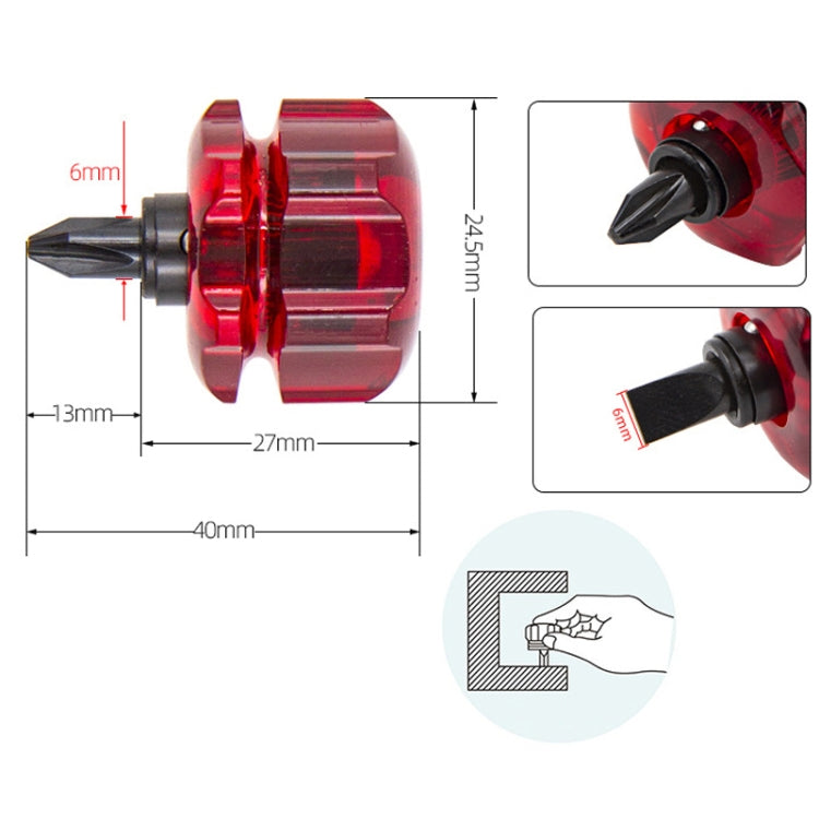 HSD HS-206 Portable Short Handle Phillips And Straight 2 In 1 Screwdriver With Magnetism