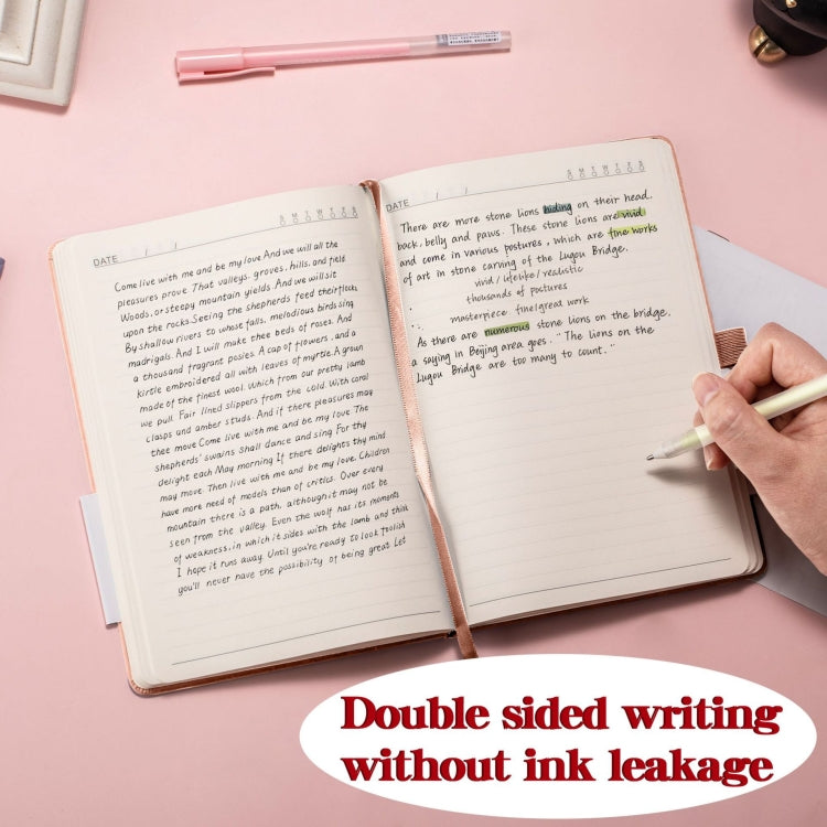 A5 PU Leather Notebook Business Notepad 96 Sheets Inner Pages(Rose Gold)