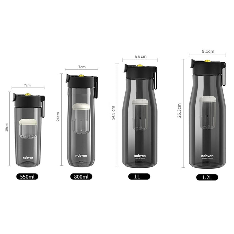 Nobvan Magic Ball Magnetic Bomb Tea Warehouse Tritan Large Capacity Sports Cup, Style: 1000ml (Gray)