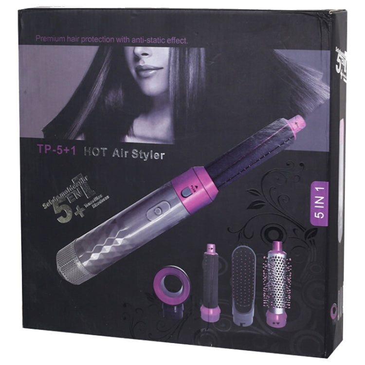 5 In 1 Hot Air Comb Automatic Curling Iron Curling & Straightening Hair Styling Comb Hair Dryer, Power: UK Plug