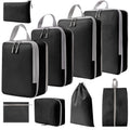 9 In 1  Compression Packing Cubes Expandable Travel Bags Luggage Organizer(Black)