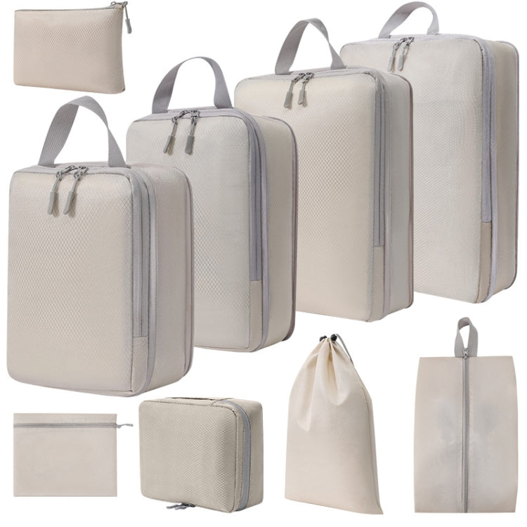 9 In 1  Compression Packing Cubes Expandable Travel Bags Luggage Organizer(Beige)