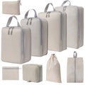 9 In 1  Compression Packing Cubes Expandable Travel Bags Luggage Organizer(Beige)