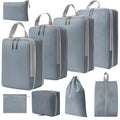 9 In 1  Compression Packing Cubes Expandable Travel Bags Luggage Organizer(Gray)