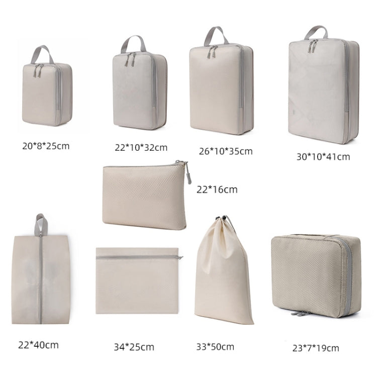 9 In 1  Compression Packing Cubes Expandable Travel Bags Luggage Organizer(Beige)