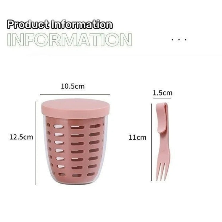 600ml Fruit and Veggie Snack Cup with Lid and Fork Airtight Leak-proof Salad Box(Blue)