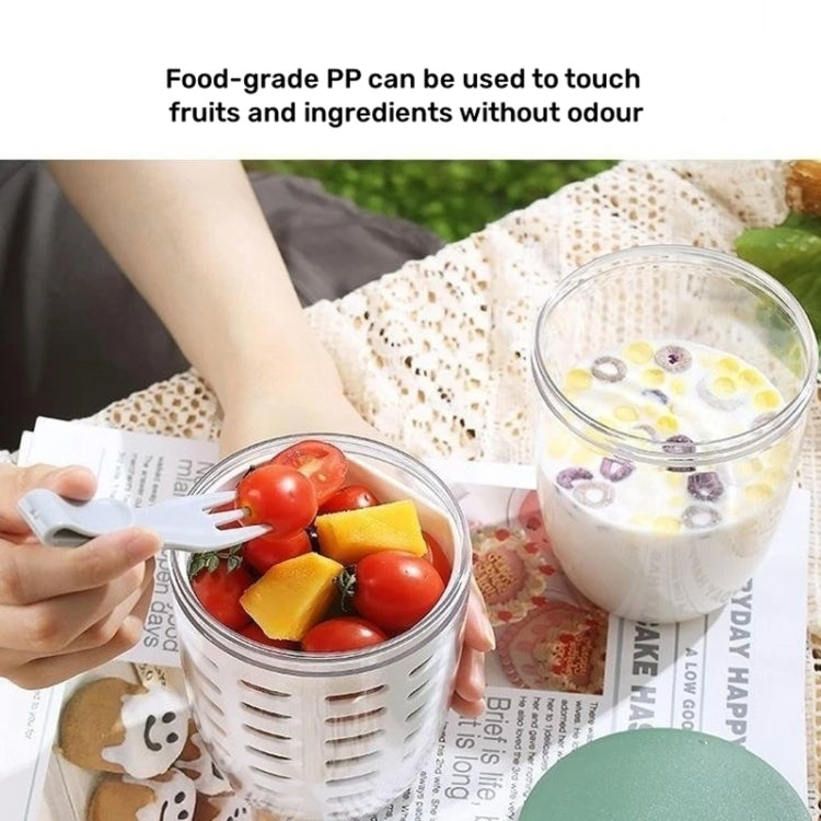 600ml Fruit and Veggie Snack Cup with Lid and Fork Airtight Leak-proof Salad Box(White)