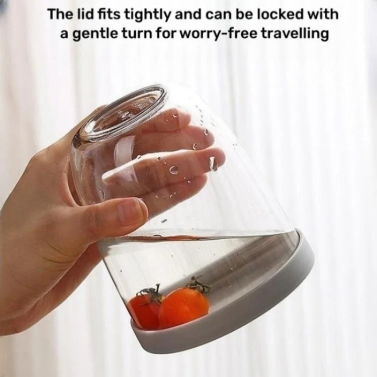 600ml Fruit and Veggie Snack Cup with Lid and Fork Airtight Leak-proof Salad Box(Blue)