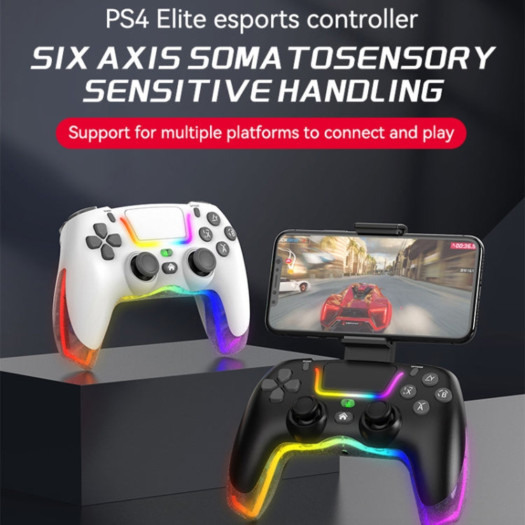 For PS4 Dazzle Color Light Wireless Bluetooth Grip(White)