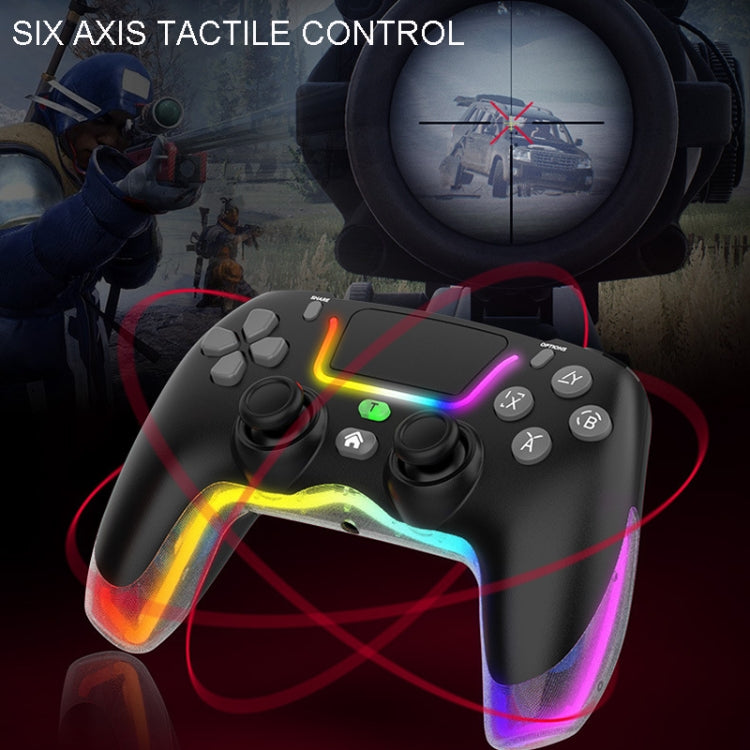 For PS4 Dazzle Color Light Wireless Bluetooth Grip(Black)