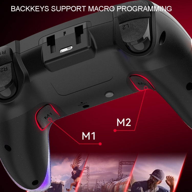 For PS4 Dazzle Color Light Wireless Bluetooth Grip(White)