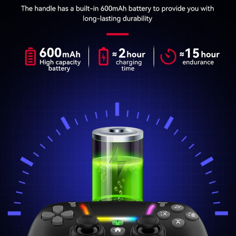 For PS4 Dazzle Color Light Wireless Bluetooth Grip(White)