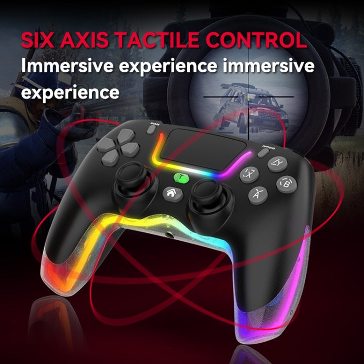 For PS4 Dazzle Color Light Wireless Bluetooth Grip(White)