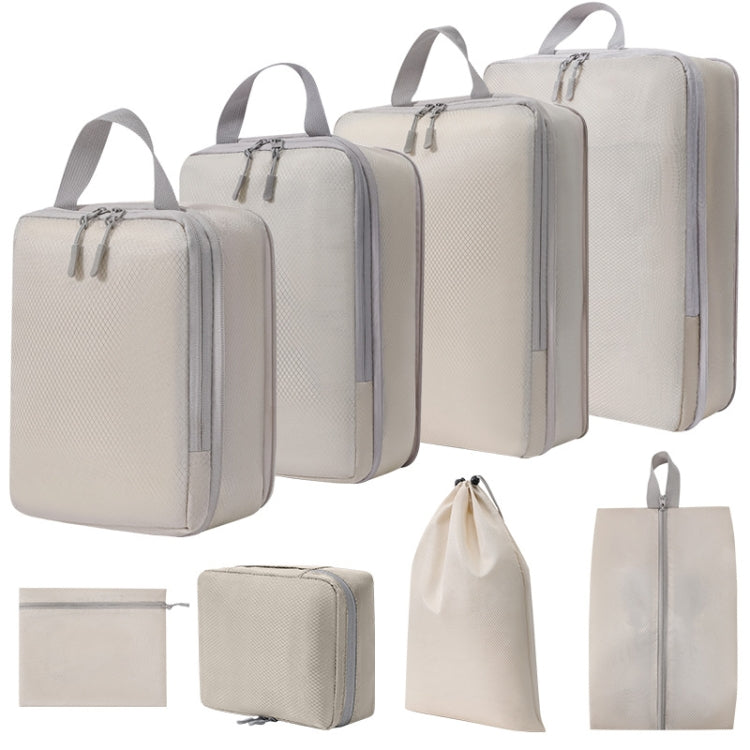 8 In 1  Compression Packing Cubes Expandable Travel Bags Luggage Organizer(Beige)