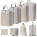 8 In 1  Compression Packing Cubes Expandable Travel Bags Luggage Organizer(Beige)