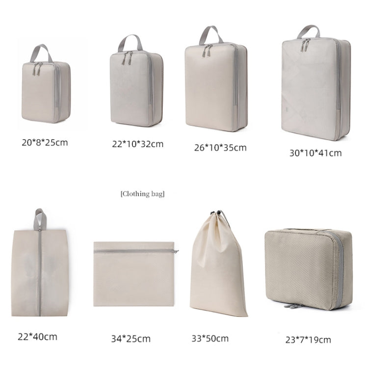 8 In 1  Compression Packing Cubes Expandable Travel Bags Luggage Organizer(Beige)
