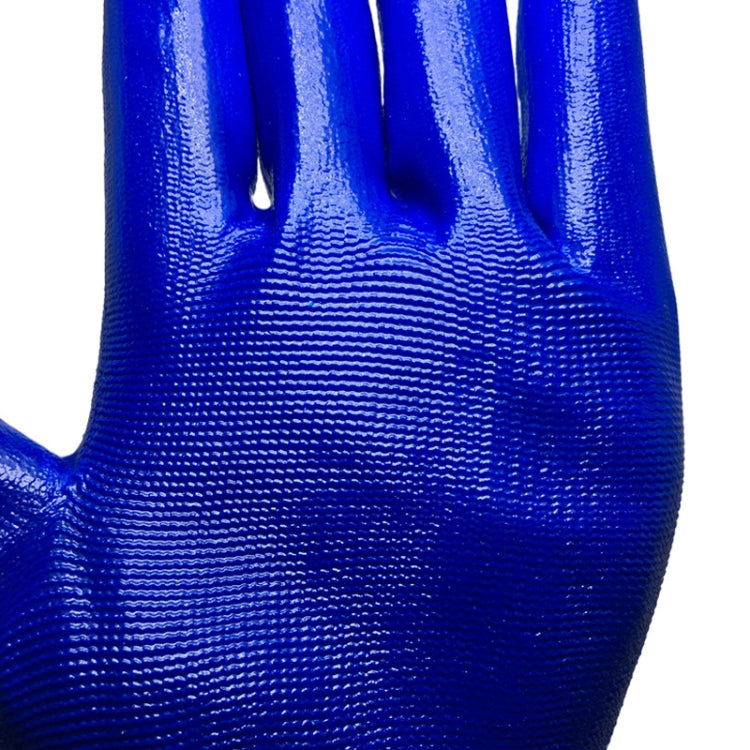 2pcs /Pair Work Safety Gloves Abrasion And Oil Resistant Nitrile Half Rubber Gloves(White And Blue Without Words)