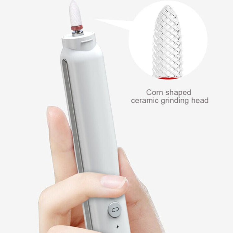 Rechargeable Nail Drill Machine Set with Ceramic Drill Bit Spot Lighting(White)