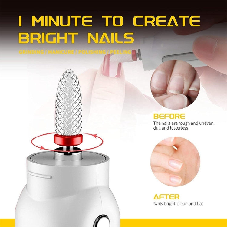 Rechargeable Nail Drill Machine Set with Ceramic Drill Bit Spot Lighting(White)