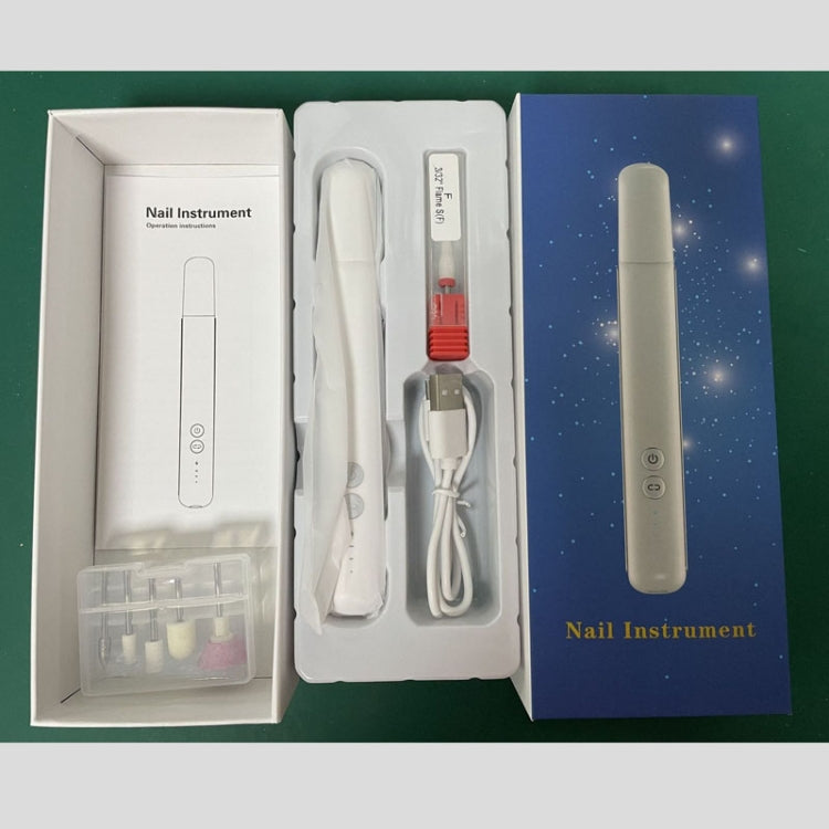 Rechargeable Nail Drill Machine Set with Ceramic Drill Bit Spot Lighting(White)