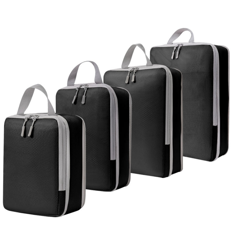 4 In 1  Compression Packing Cubes Expandable Travel Bags Luggage Organizer(Black)