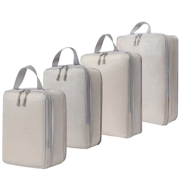 4 In 1  Compression Packing Cubes Expandable Travel Bags Luggage Organizer(Beige)