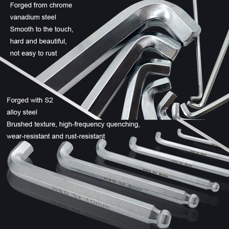 7pcs/set HSD HSS-7 Long Version Short-Side Ball-End Hexagon Wrench Set Tools