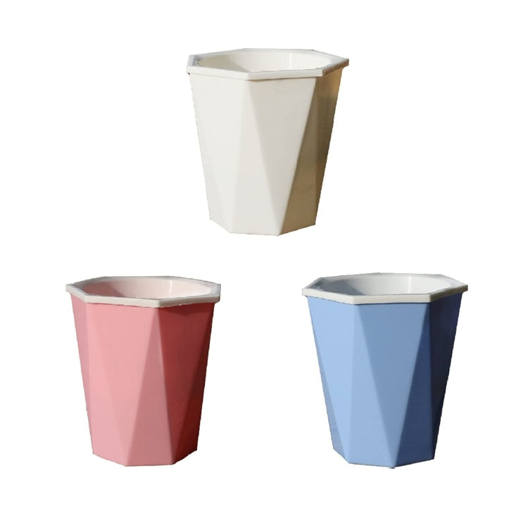 Diamond-shaped Automatic Water-absorbing Lazy Flower Pot Green Plant Plastic Pot  12cm x 14cm(White)