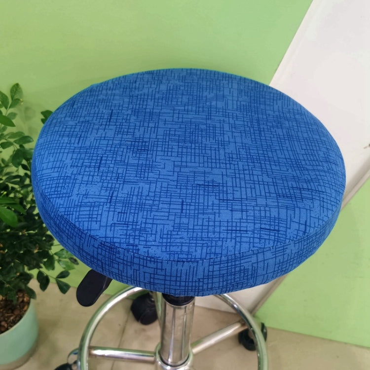 Elastic Printing Round Stool Sleeve Round Stool Chair Cover Bar Stool Cover, Size: Diameter 30-34cm Available(Dark Blue Line)