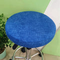 Elastic Printing Round Stool Sleeve Round Stool Chair Cover Bar Stool Cover, Size: Diameter 30-34cm Available(Dark Blue Line)